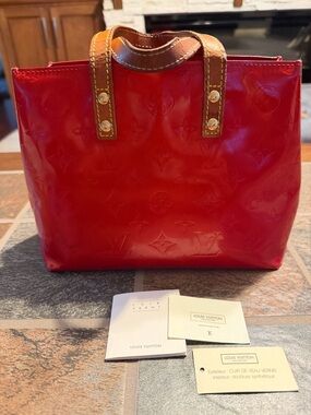 Louis Vuitton Red Monogram Vernis Reade PM Tote Bag